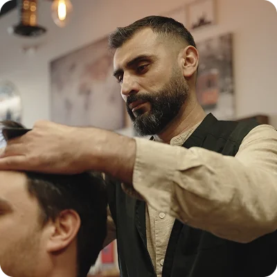 Barber at work